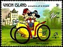 Union Island (St. Vincent Grenadines) - 1989 - Walt Disney - 1 ¢ - Multicolor - Walt Disney, Cars - Scott 241 - Disney Antique Cars Peugeot 1893 Mickey & Minnie - 0